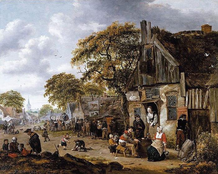 Salomon Rombouts A Village Street Scene oil painting image